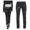 Women Goth Long Pants With Zippers Black Punk Rock Decorated Pants